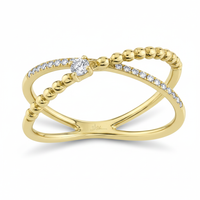 Shy Creation® Pavé-Bead X Diamond Ring