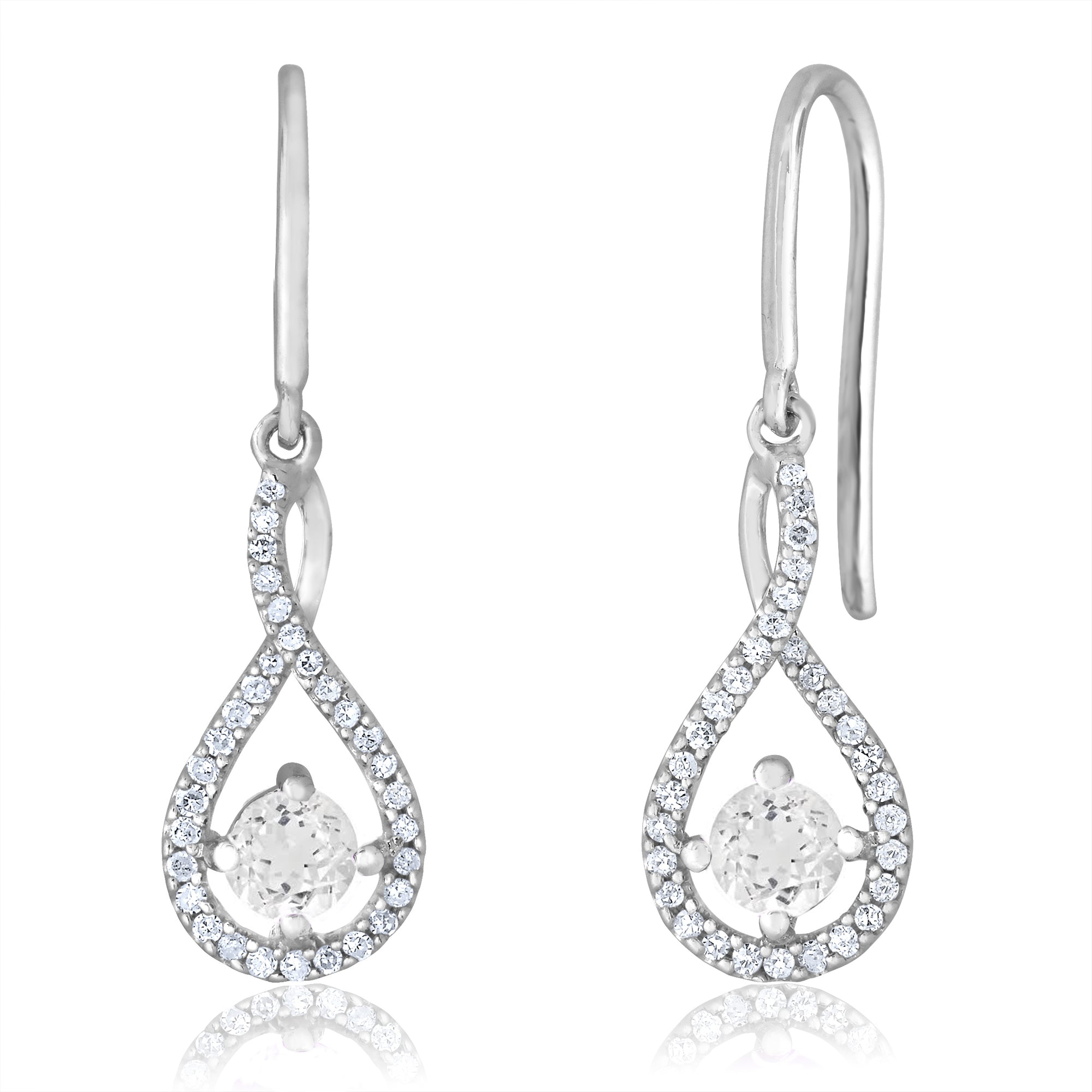 Crystal Veil White Topaz Drop Earrings