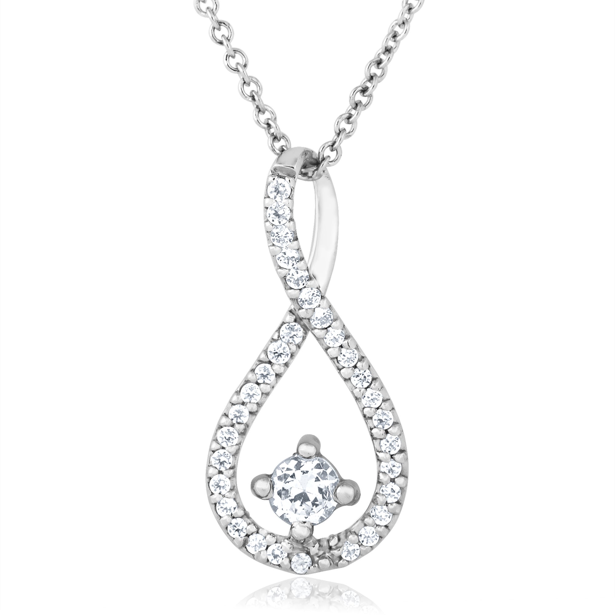 Starlit Whisper Diamond Teardrop Twist Pendant