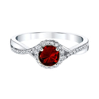 January Berry Garnet Halo Ring