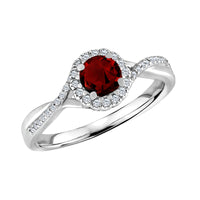 January Berry Garnet Halo Ring