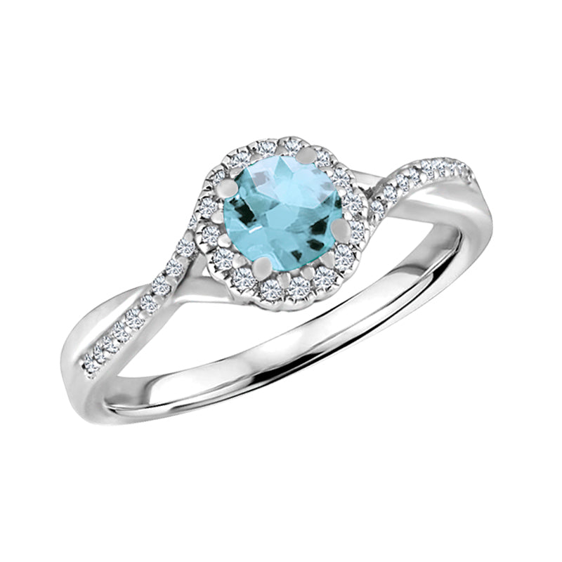 March Breeze Aquamarine Halo Ring