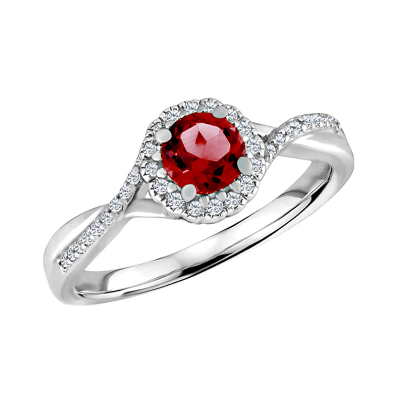 July Flame Ruby Halo Ring