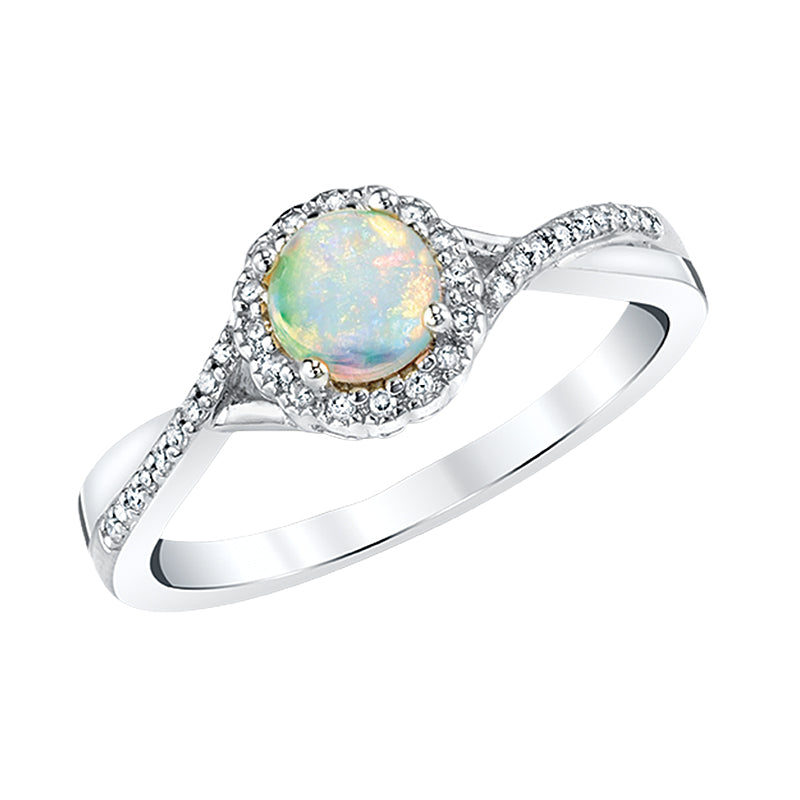 October Glow Opal Halo Ring