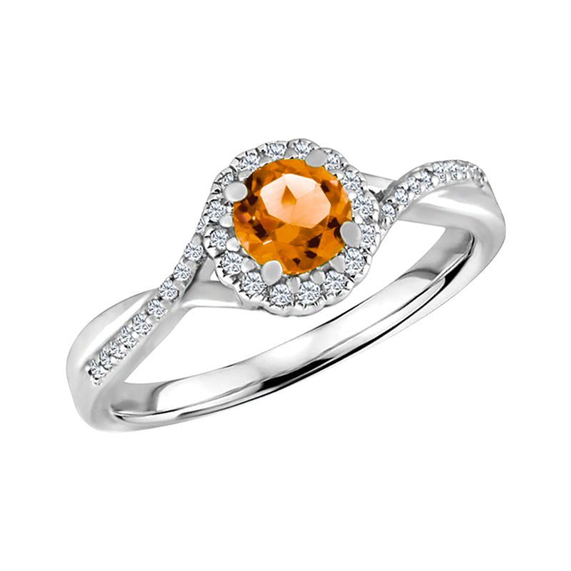 November Ember Citrine Halo Ring