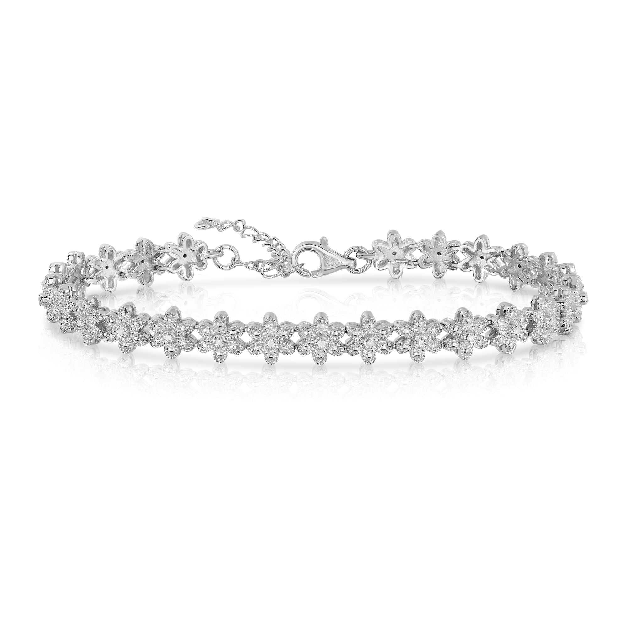 Diamond Flower Link Bracelet