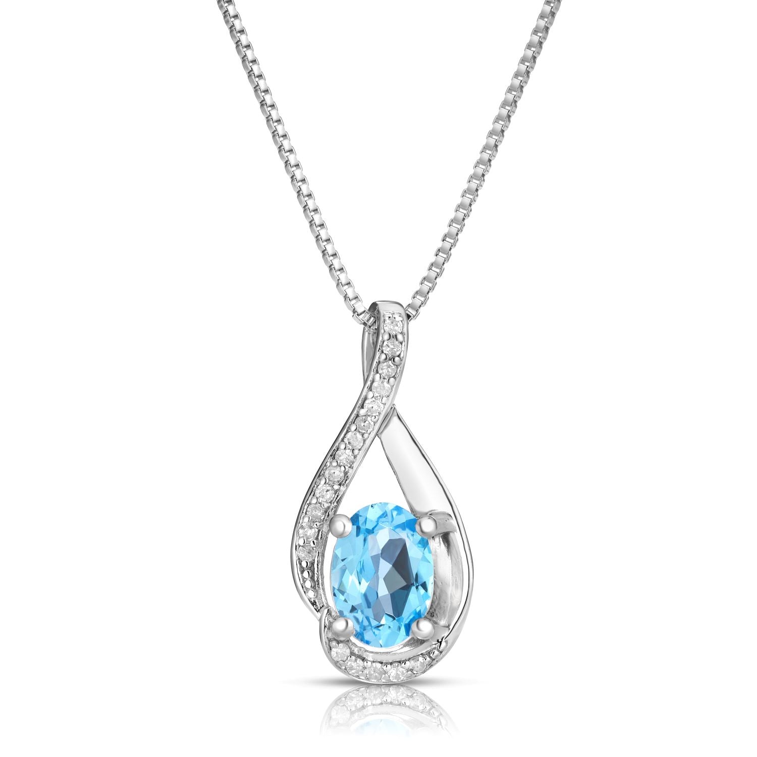 Teardrop Sweep Blue Topaz Pendant
