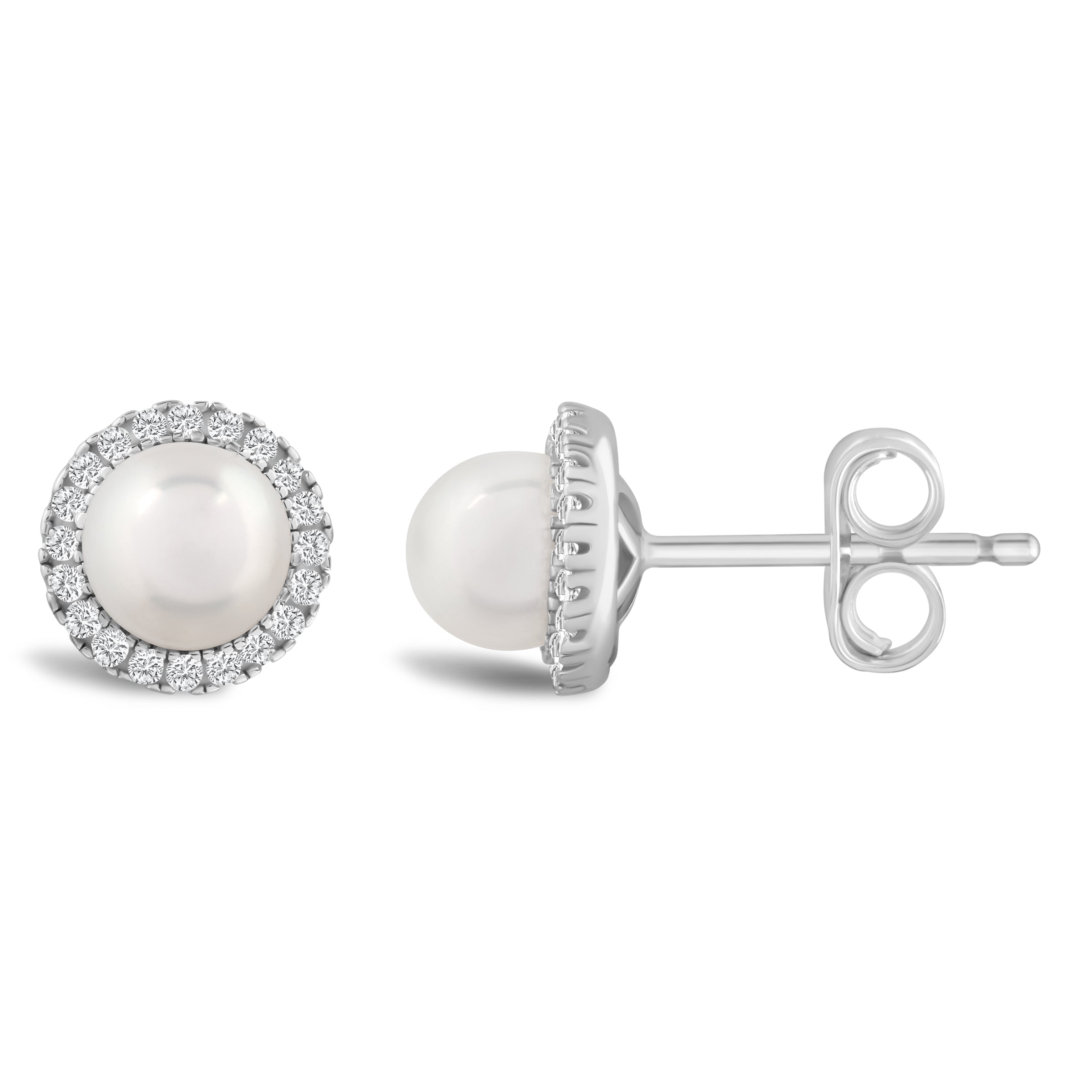Luster Cultured Pearl & Diamond Halo Stud Earrings