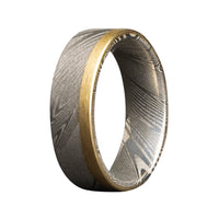 Heavy Stone® Yellow Gold Pinstripe Damascus Steel Men's Band