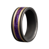 Heavy Stone® Purple Wood Pinstripe Zirconium Men's Band