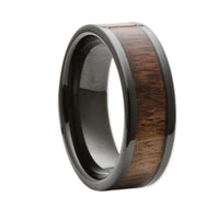 Heavy Stone® Black Ceramic Koa Wood Men's Band