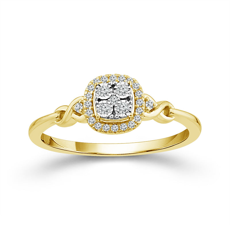 1/10 Carat Square Cluster Promise Ring