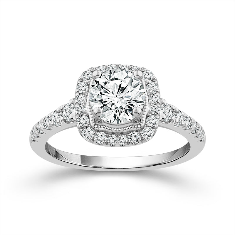 Two Hearts® Halo Dream Round Diamond Engagement Ring