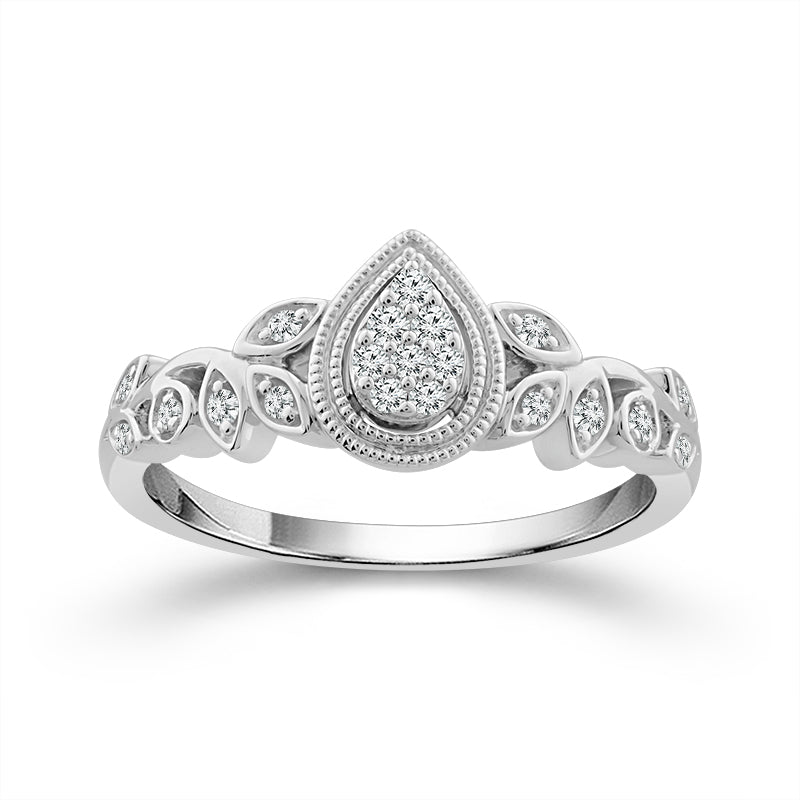 Lilydrop Pear Cluster Round Diamond Promise Ring
