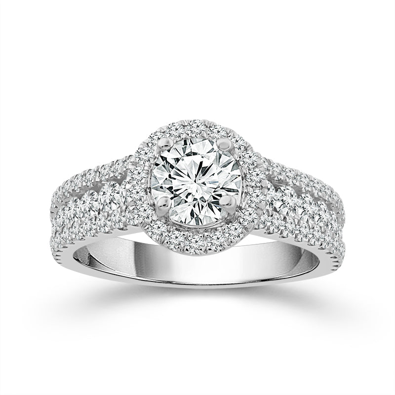 Two Hearts® Luminous Halo Round Diamond Engagement Ring