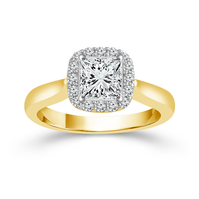 Two Hearts® Frosted Flame Halo Diamond Engagement Ring