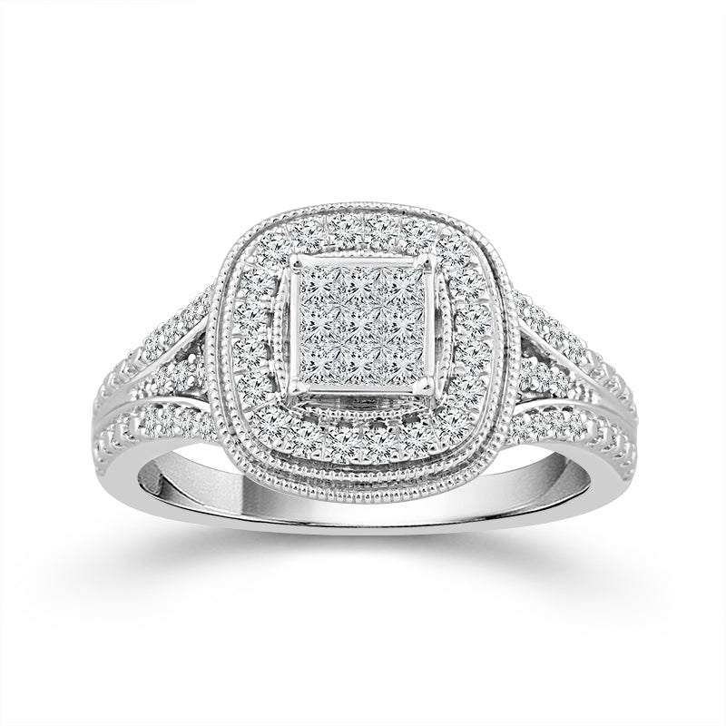 Two Hearts® Mosaic Glow Princess Diamond Engagement Ring