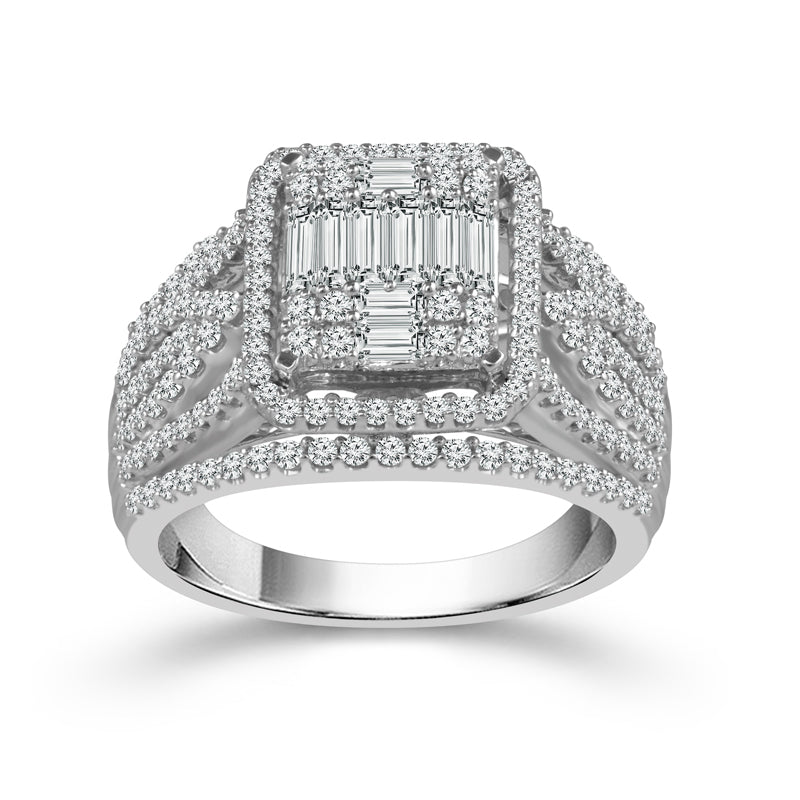Two Hearts® Iced Empire Baguette & Round Engagement Ring