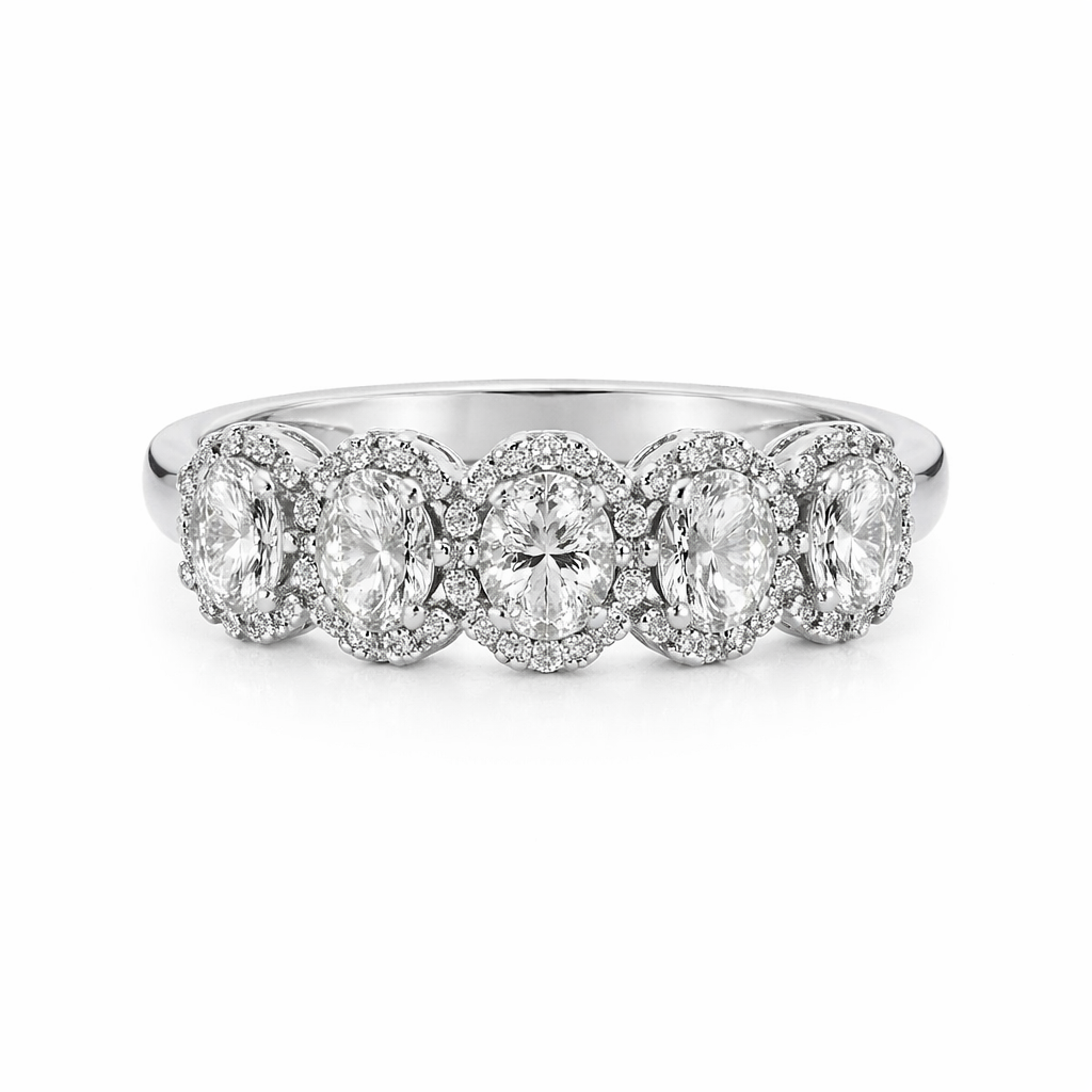 Halo Radiance Five Stone Diamond Band