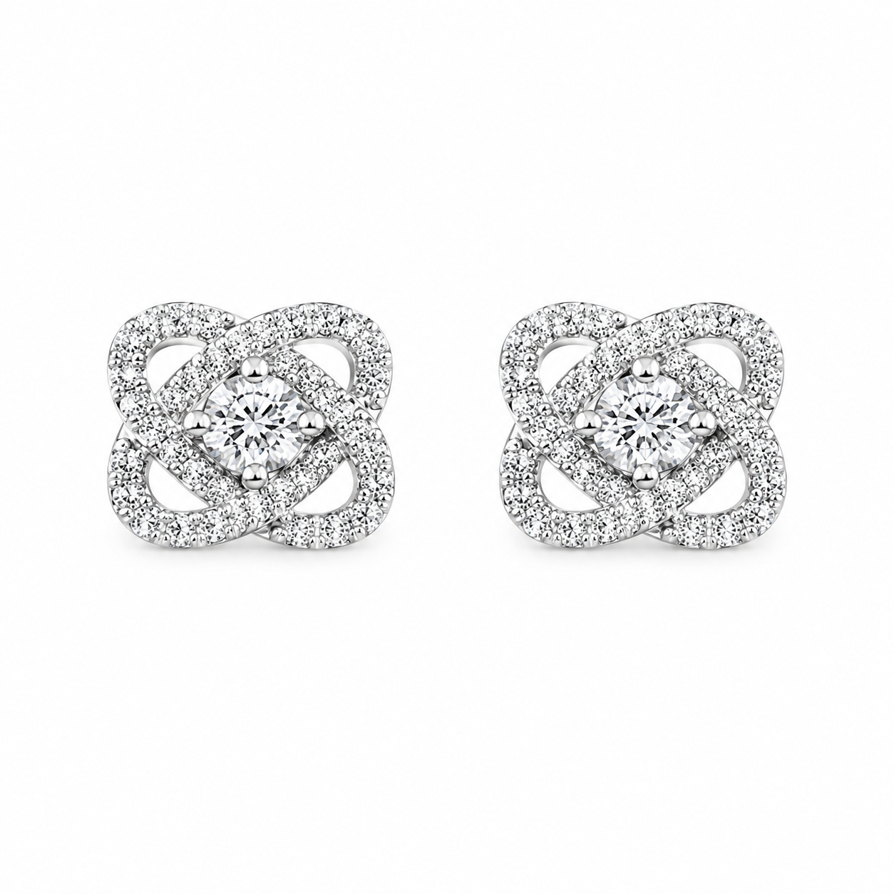 Infinity Knot Diamond Stud Earrings