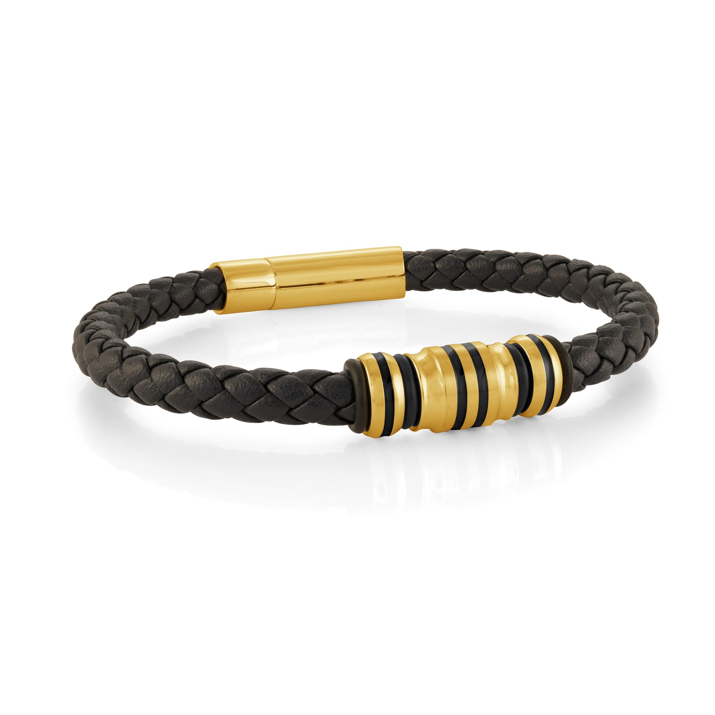 8.25" Black &amp; Gold Men's Bracelet
