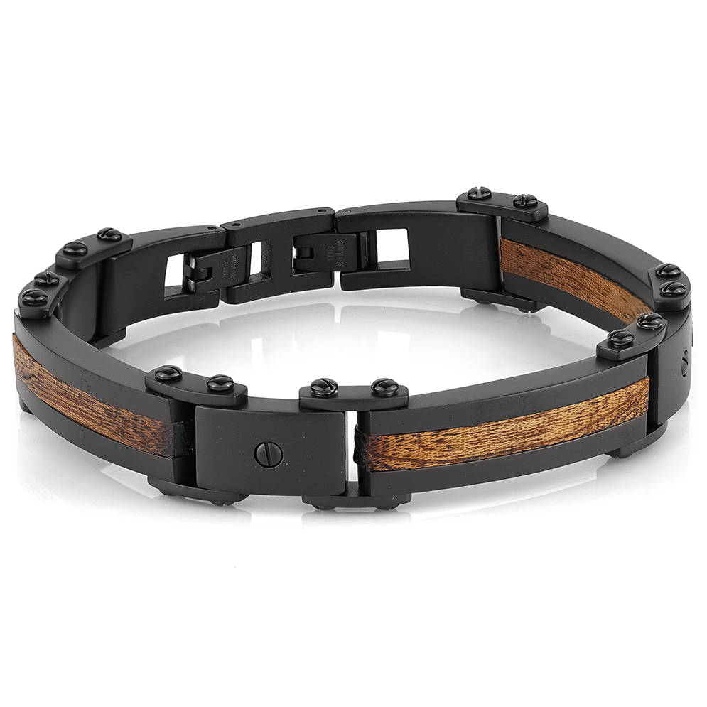 Wood &amp; Stainless Steel Bracelet
