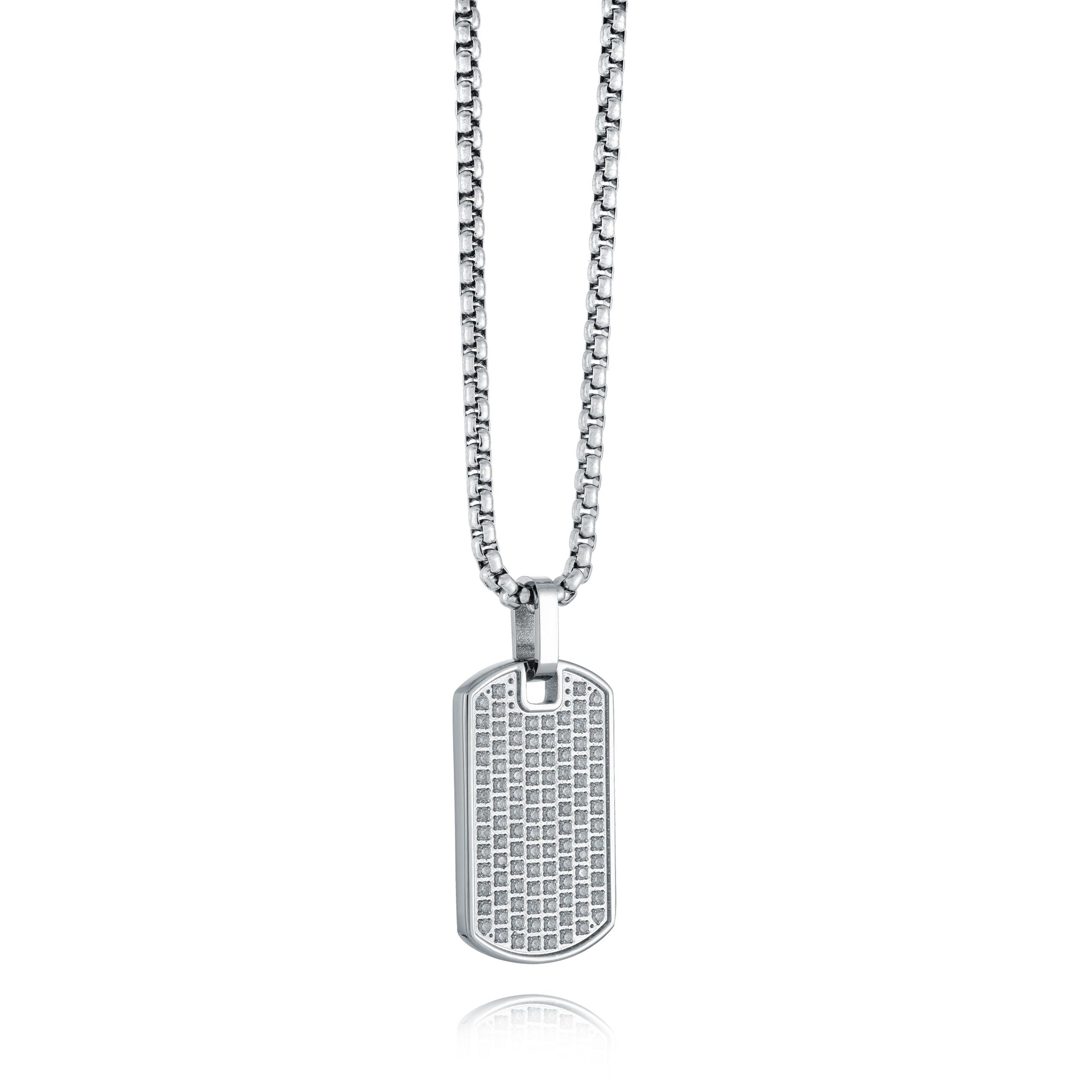 Cubic Zirconia Dog Tag Pendant