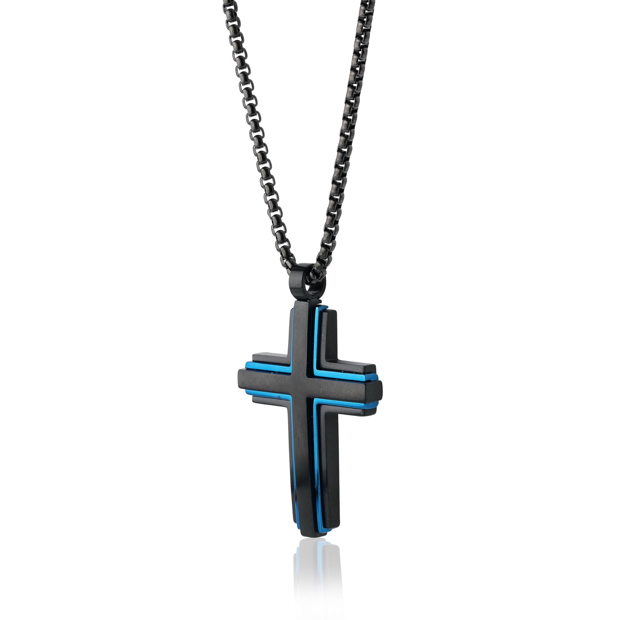 Black & Blue Cross Pendant