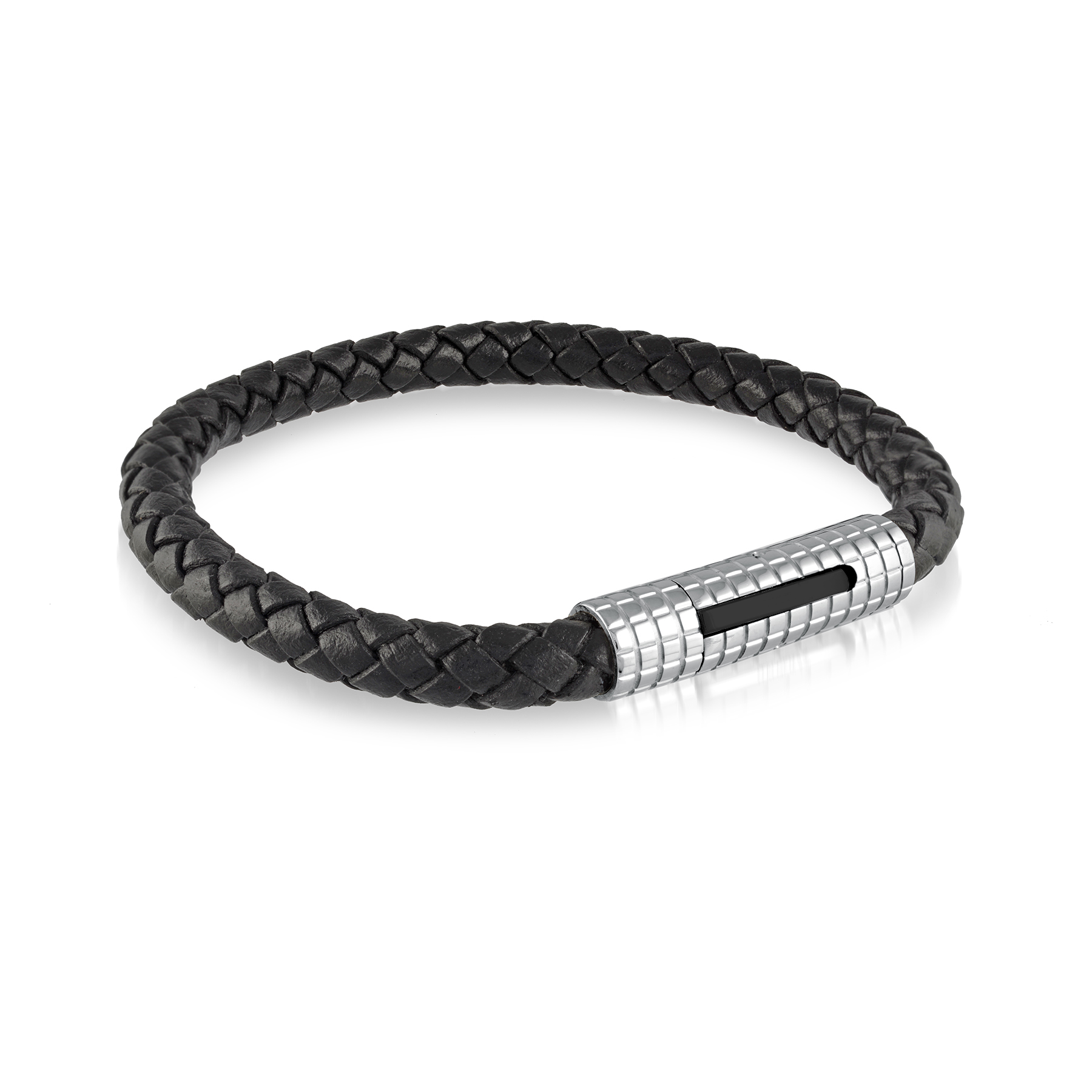 TorqueTwist Leather & Steel Bracelet