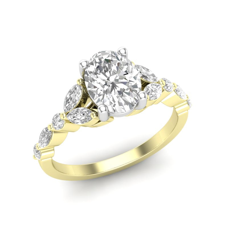 Love Story® Marquise Crest Semi Oval Diamond Engagement Ring