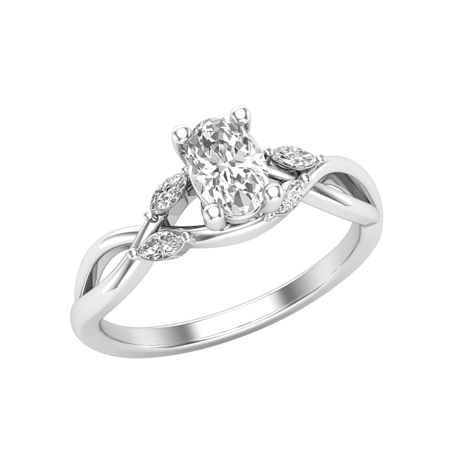 Love Story® Oval Diamond Engagement Ring with Marquise Accents