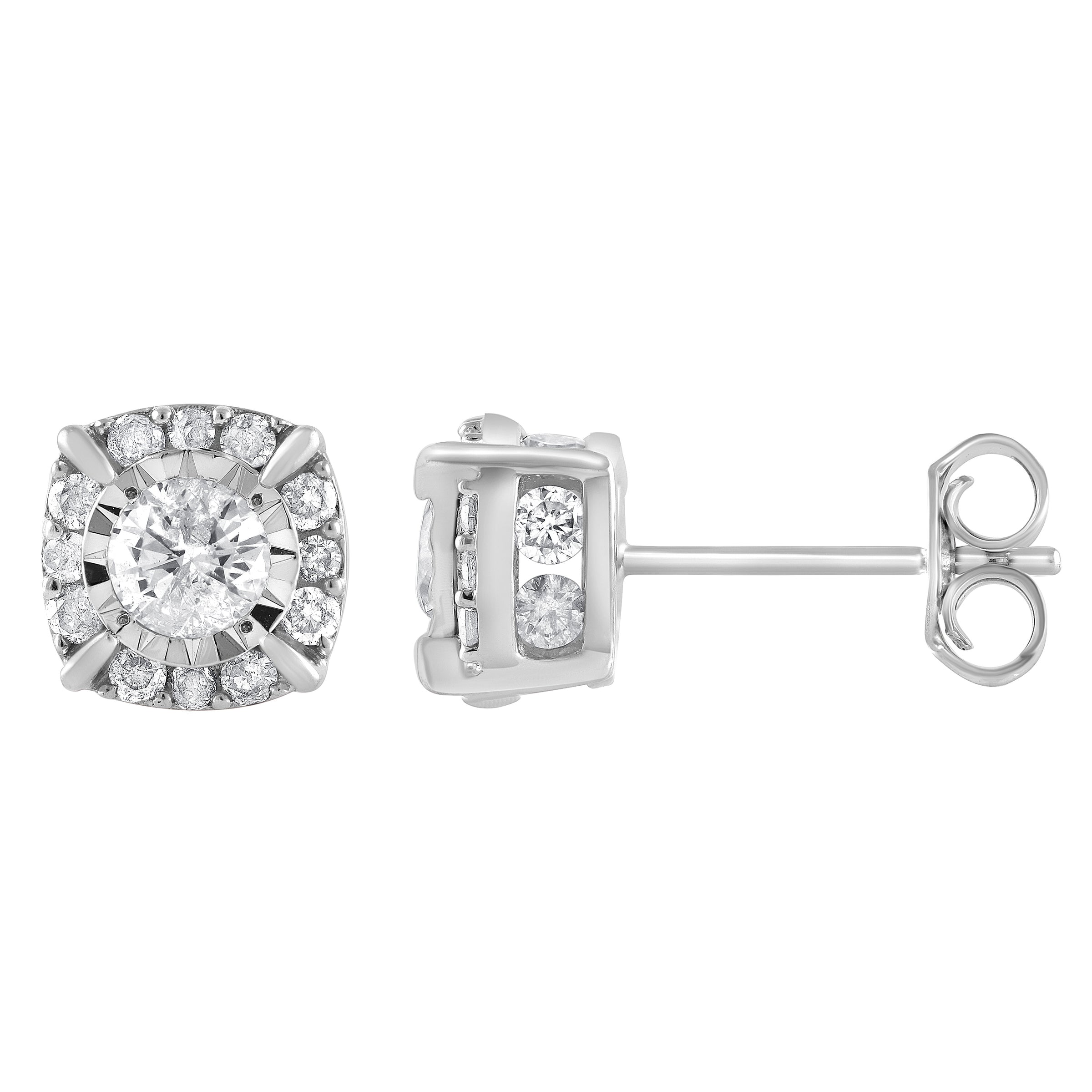 Halo Edge Diamond Stud Earrings