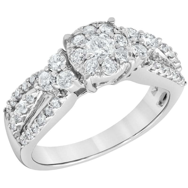 Two Hearts® Brilliant Cluster Round Diamond Engagement Ring