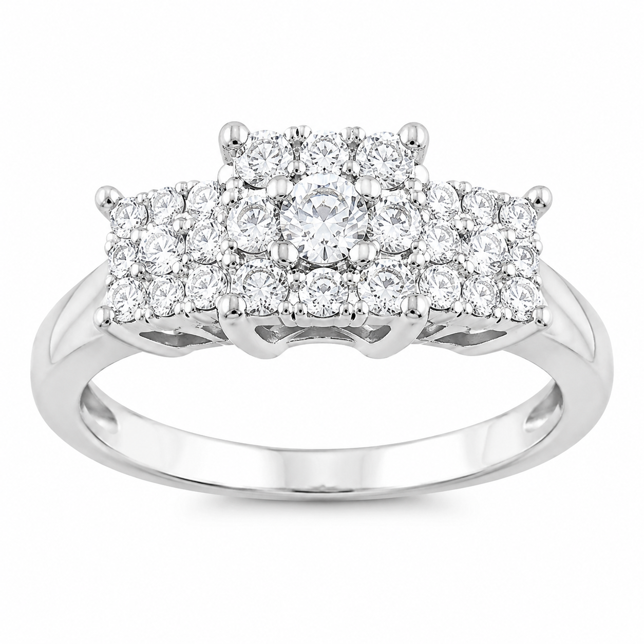 Two Hearts® Princess Cluster Round Diamond Ring