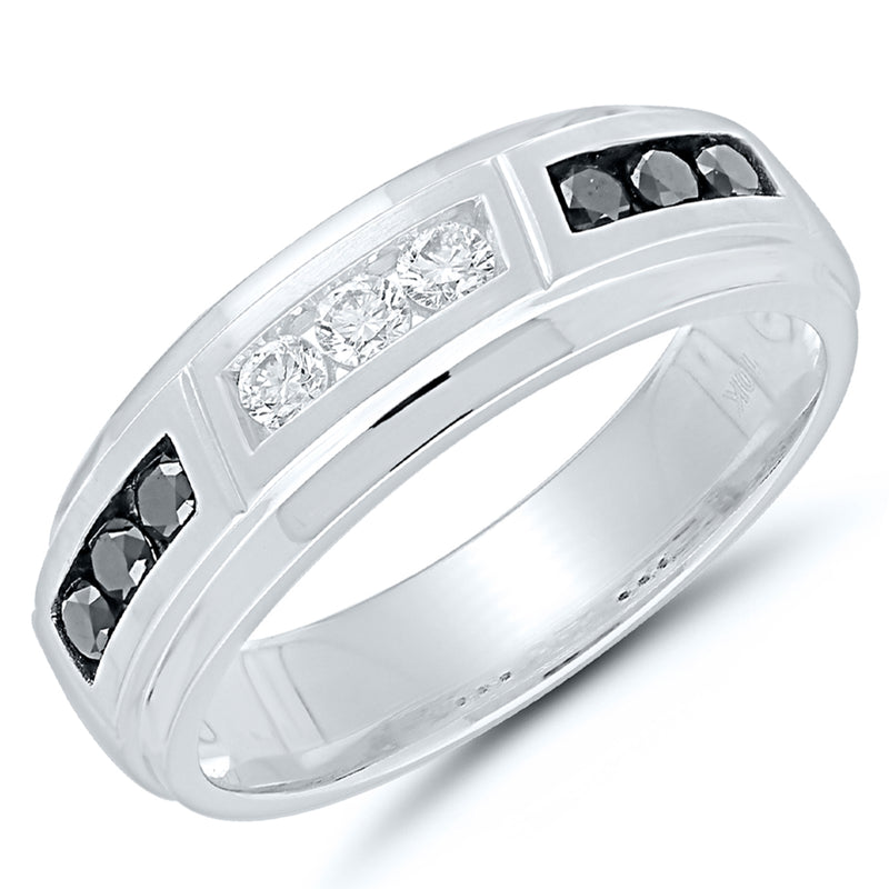 Men's White &amp; Black Diamond Ring