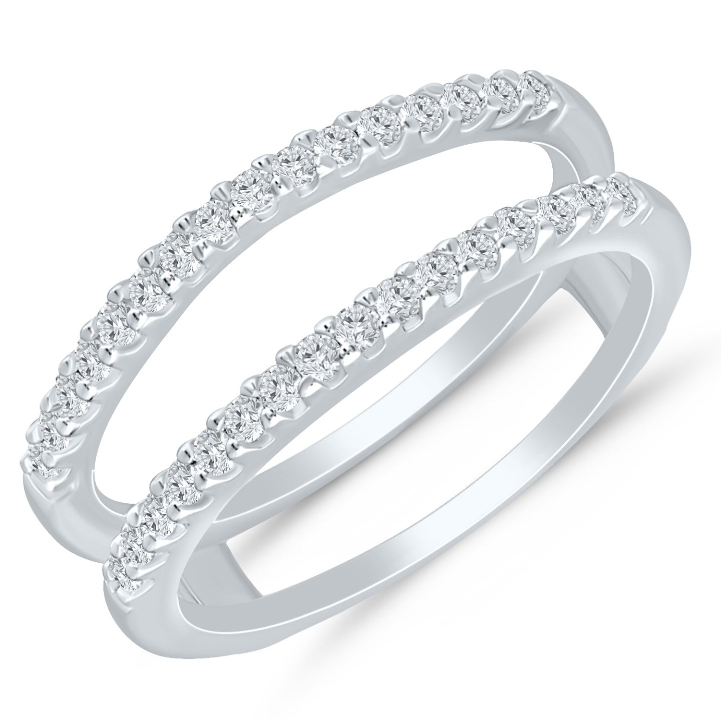 White Gold Double Row Diamond Ring Guard