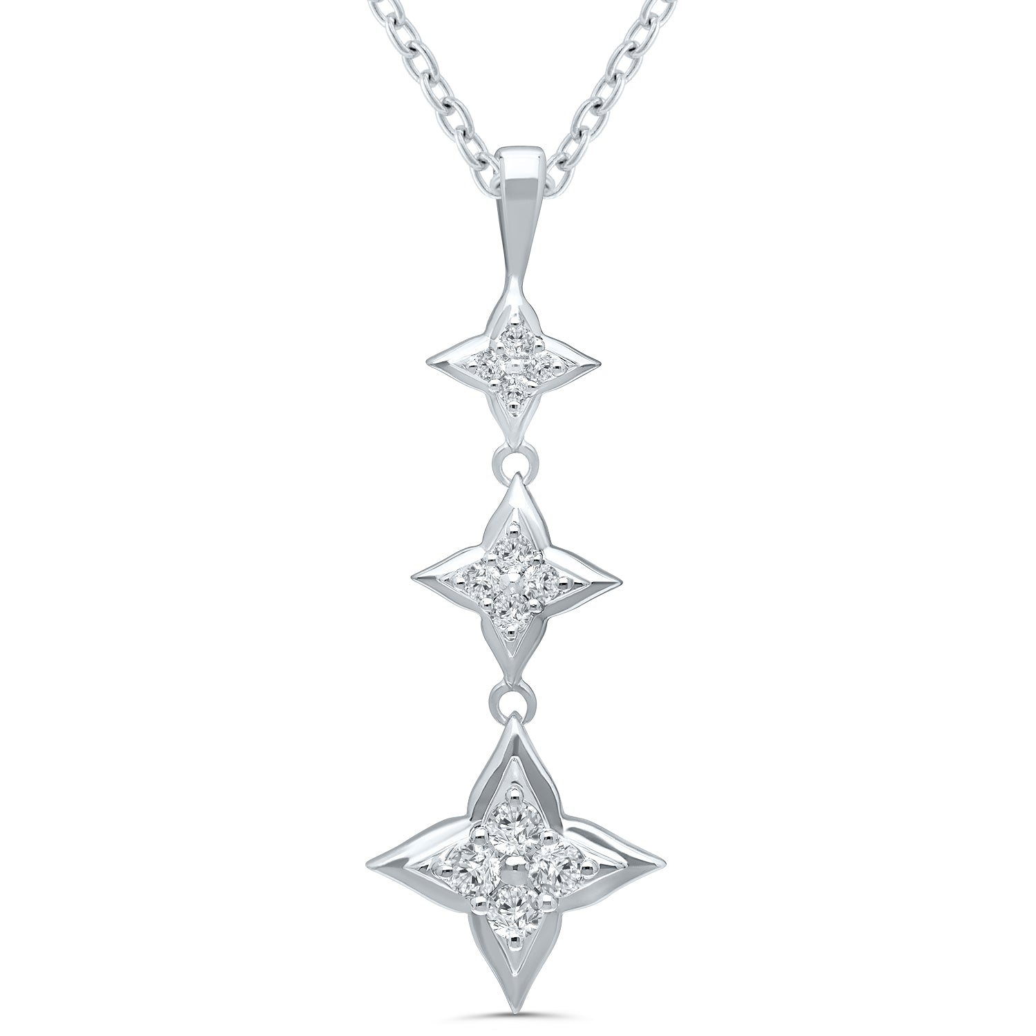 Three Star of Hope Diamond Cluster Pendant