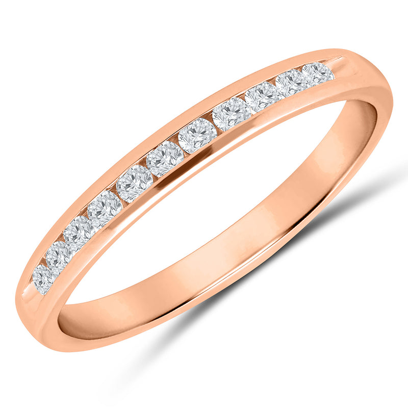 14K Channel Set Round Diamond Band