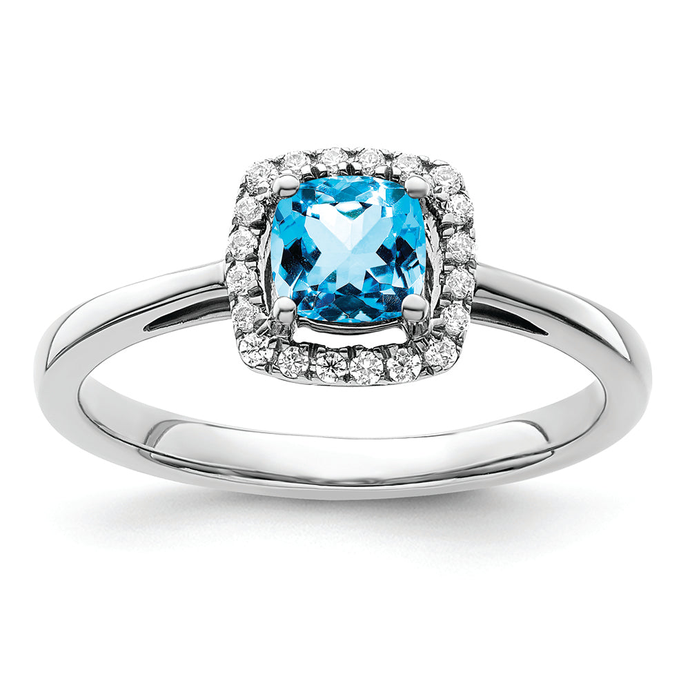 Cool Flame Blue Topaz Halo Ring