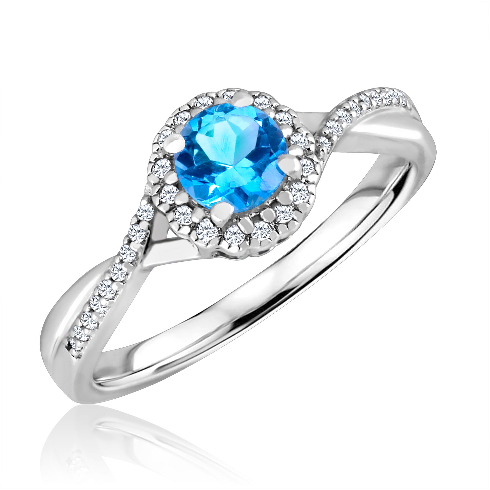 December Sky Blue Topaz Halo Ring