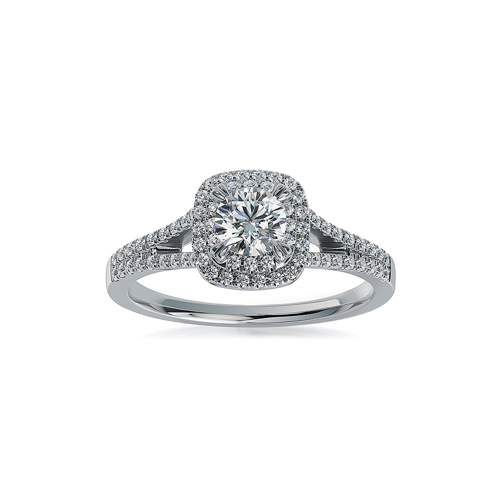 Starlit Crest Round Diamond Engagement Ring