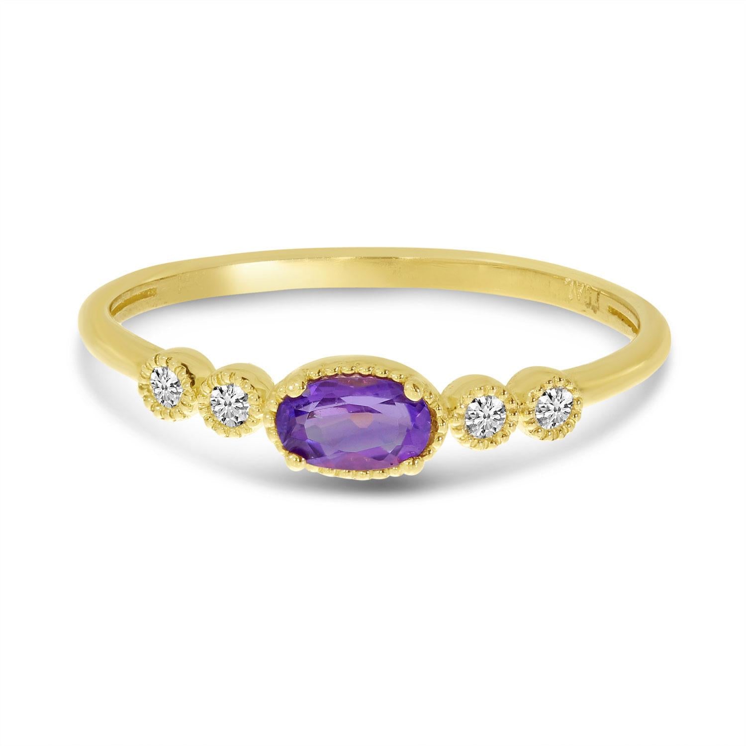 Violet Bezel Diamond Ring