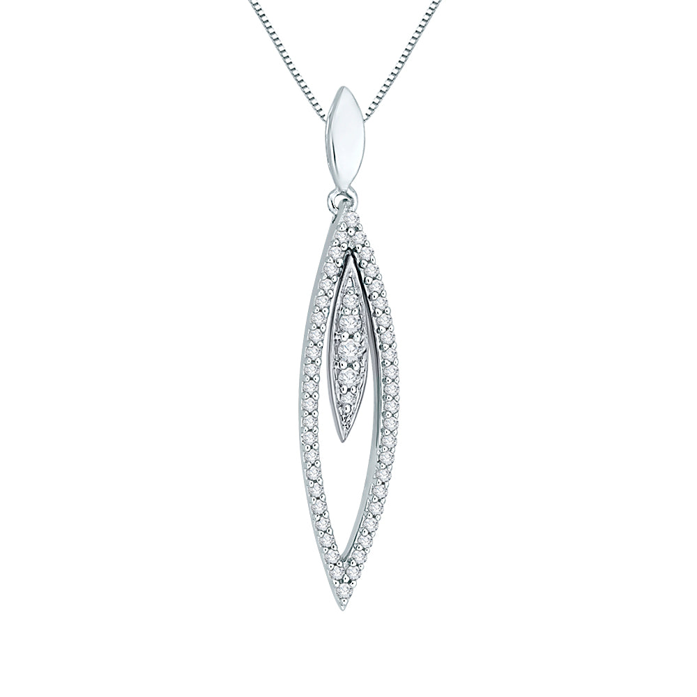Silver Marquise Glide Diamond Pendant