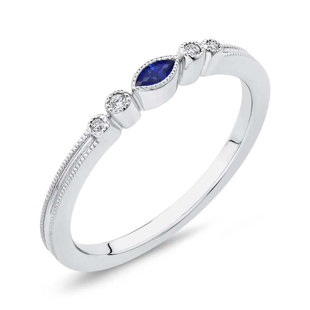 Midnight Petal Marquise Sapphire Band