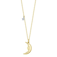 Shy Creation® Stargazer Moon & Diamond Star Pendant Necklace