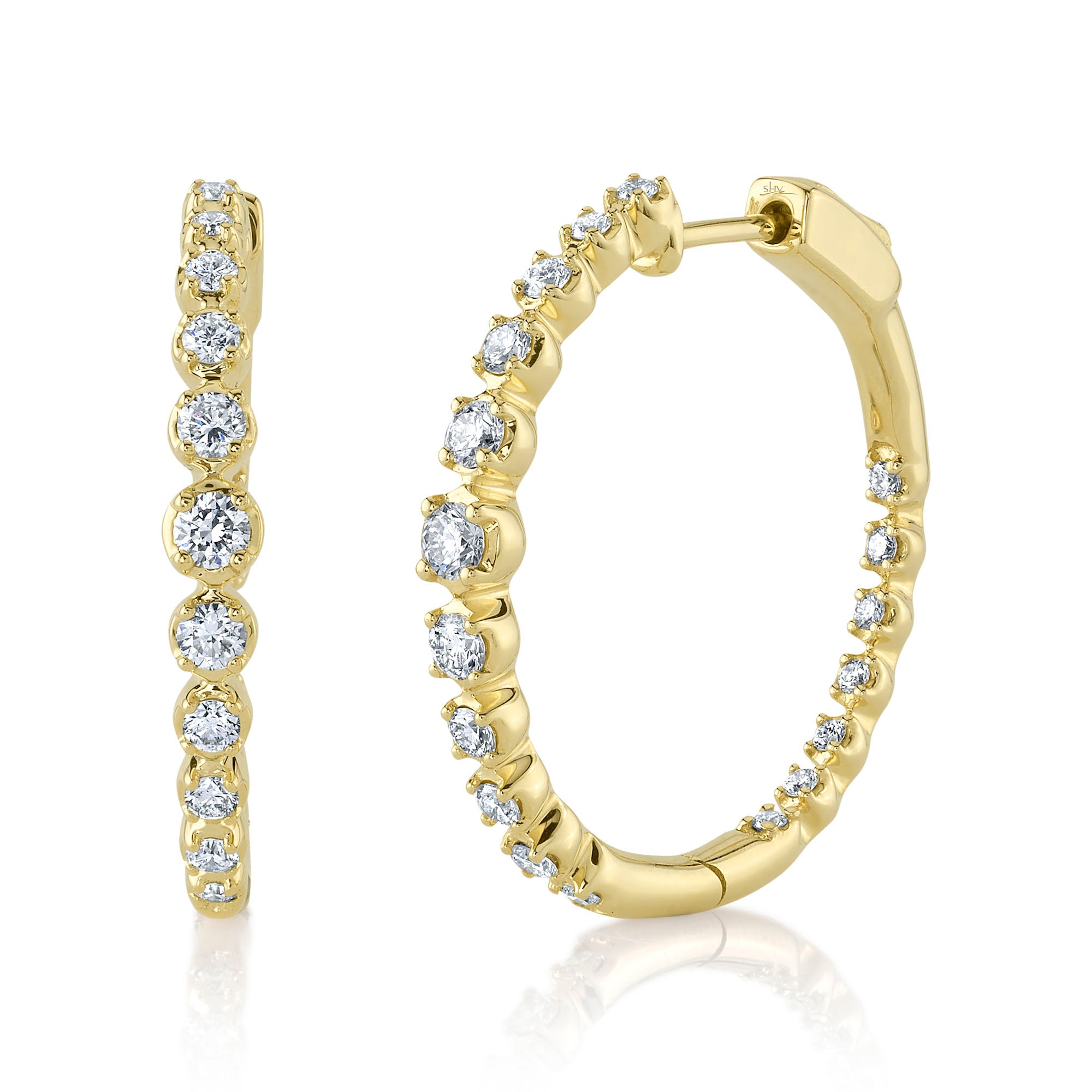 Shy Creation® Scalloped Diamond Hoop Earrings