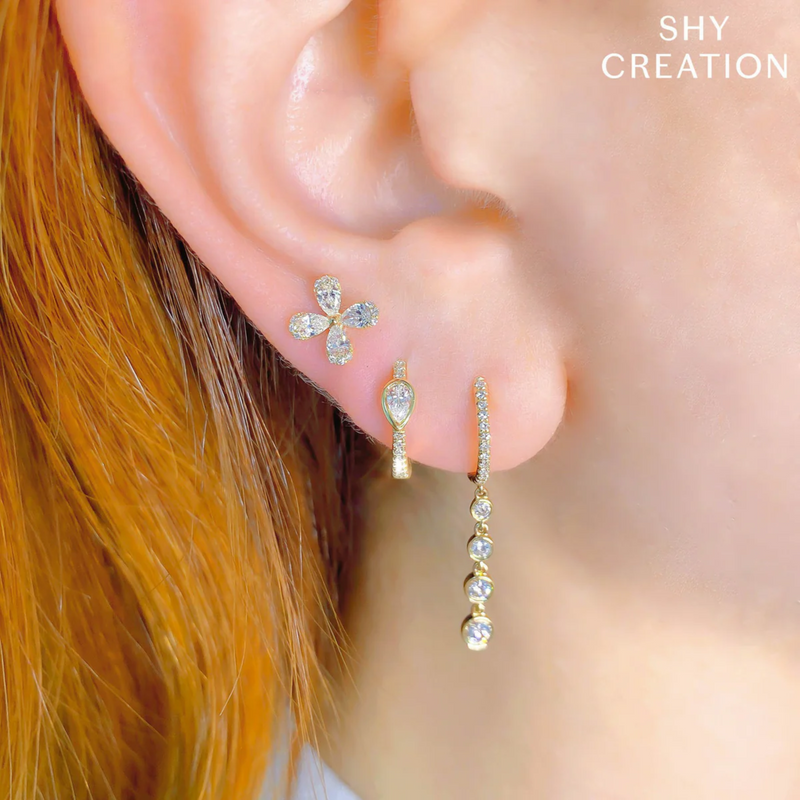 Shy Creation® Cascade Drop Diamond Huggies