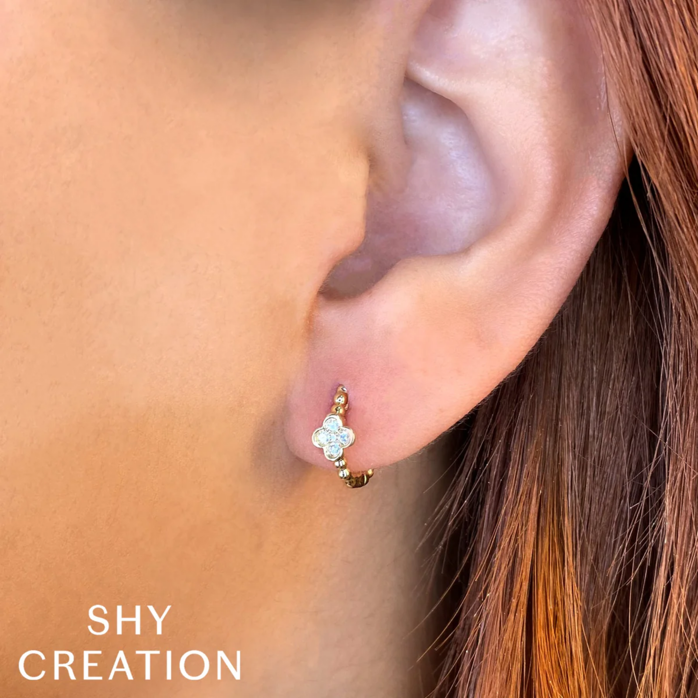 Shy Creation® Lucky Clover Huggie Hoop Earrings