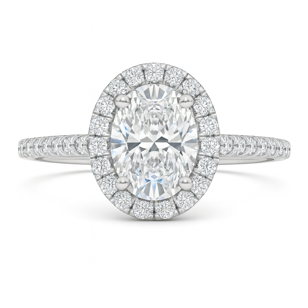 Two Hearts® Oval Forever Halo Engagement Ring