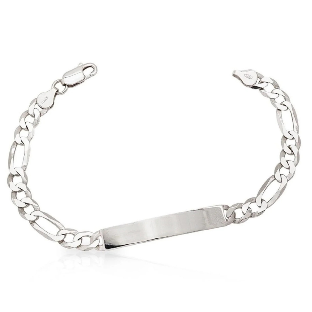 8.5" 6.7MM Silver Figaro ID Bracelet